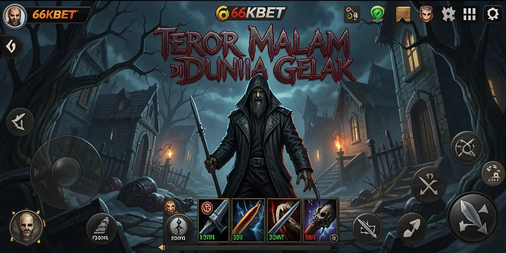 Tampilan gameplay mencekam di 66KBET dengan suasana gelap dan menakutkan.