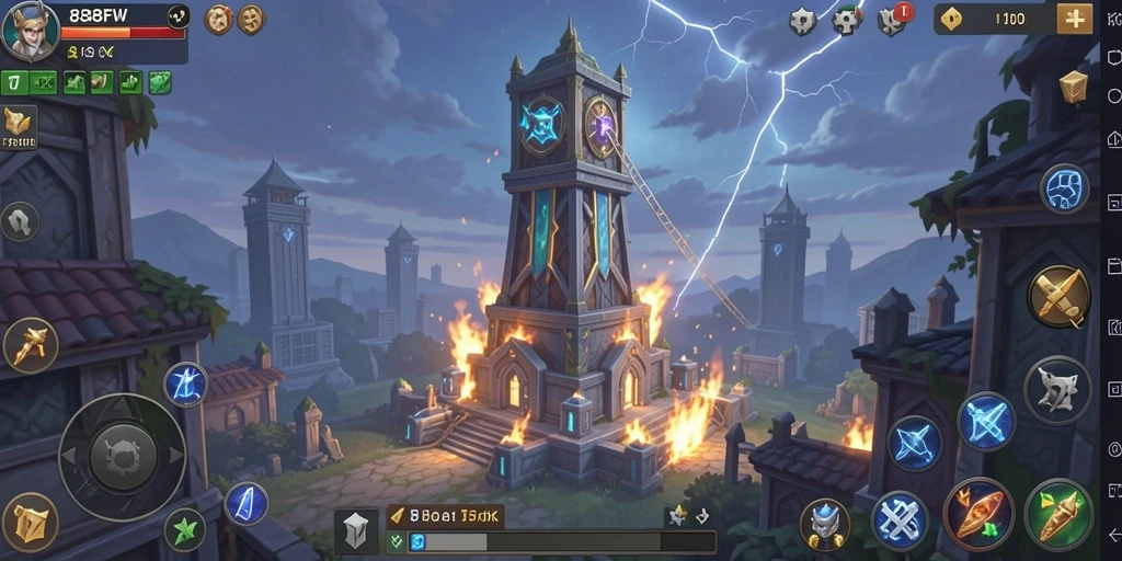 Screenshot menunjukkan aksi seru Tower Defense di 888FW.