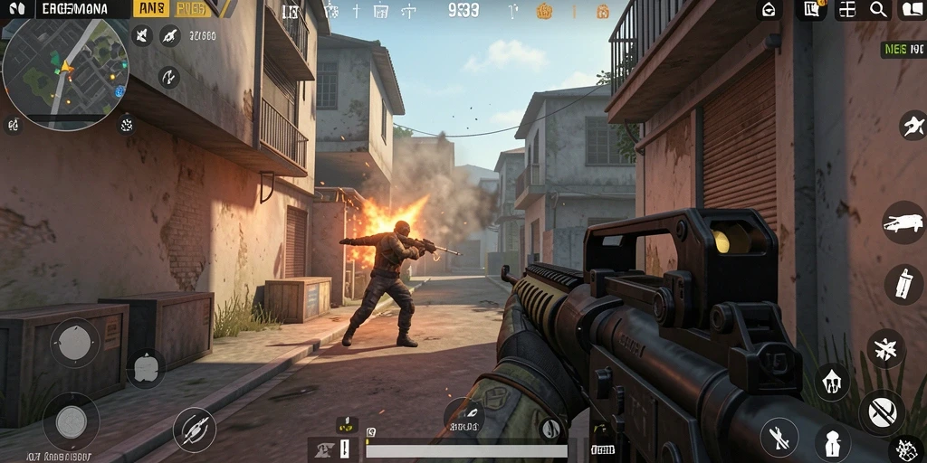 Screenshot utama 93337 menampilkan aksi menegangkan dalam gameplay FPS.