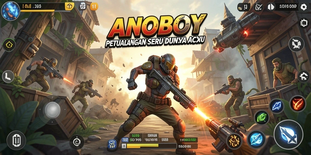 Tampilan gameplay seru ANOBOY dengan aksi yang mendebarkan.