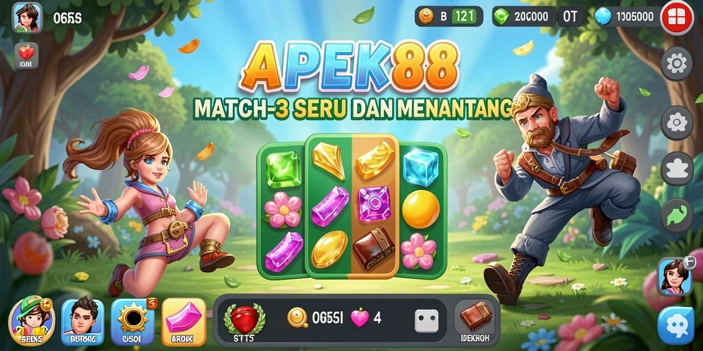 Tampilan gameplay seru di APEK88 dengan kombinasi warna-warni.