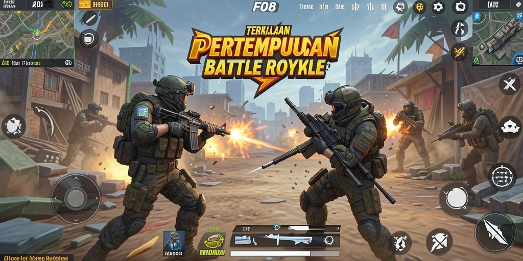 Screenshot dari gameplay FO8 yang mendebarkan dalam pertempuran Battle Royale.