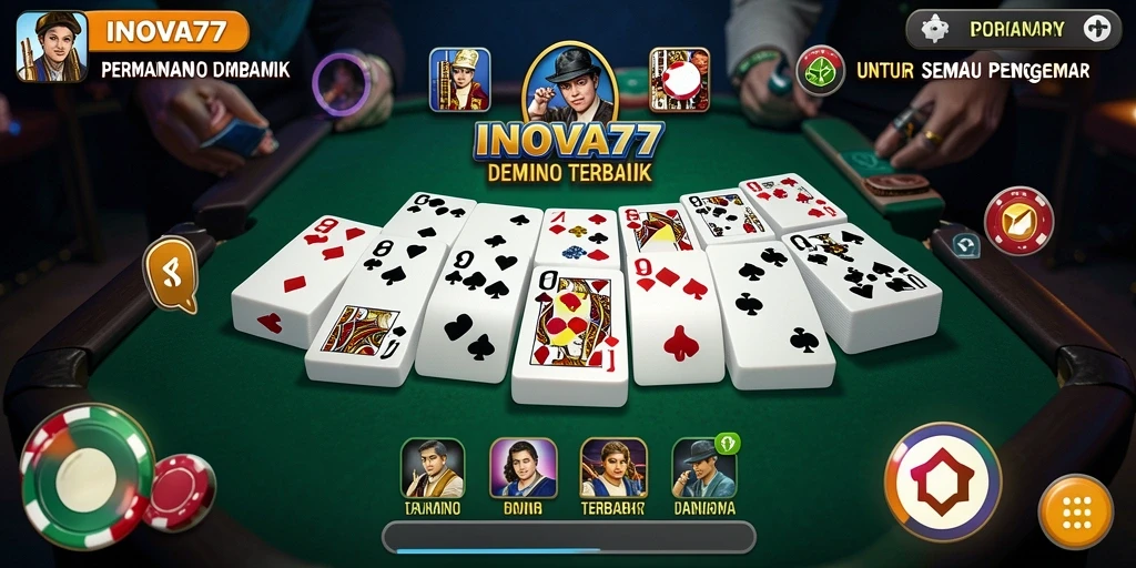 Screenshot INOVA77 menampilkan gameplay seru permainan Domino.