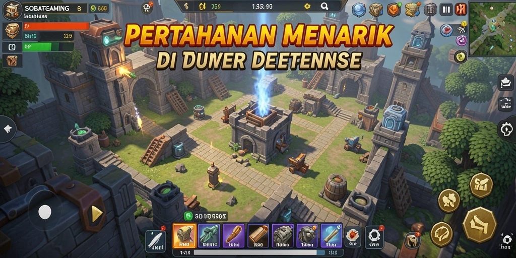 Gameplay menarik dari SOBATGAMING dengan menara pertahanan.